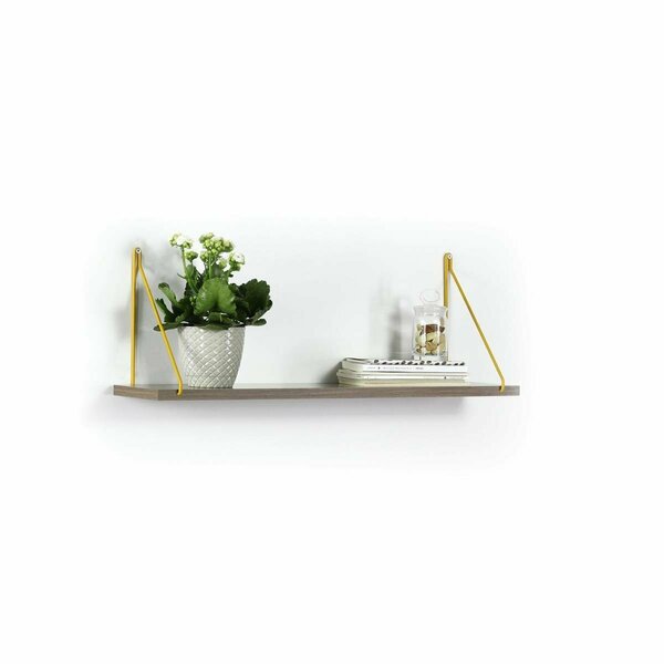 Furnia Palmer Decorative Shelf Walnut & Yellow HD-ON35RF-PAL-SH-190902